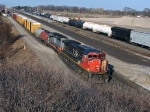 CN 2505 & CN 6907 PULLING CARS OUT OF  ALDERSHOT YARD TO ADD TO STRING ON TRACK TO THE RIGHT
